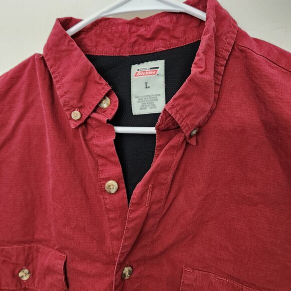 Dickies Vented Short Sleeve Button Down Pocket Shirt Men's Large Fishing 1061 - Picture 7 of 10